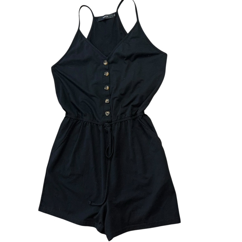 Black Button Romper Cozy Soft Comfortable Onsie Women’s S Casual Spring Travel
